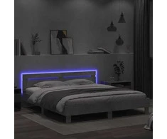 Lova Lovos rėmas su galvūgaliu ir LED, betono pilkas, 200x200cm