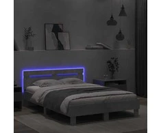 Lova Lovos rėmas su galvūgaliu ir LED, betono pilkas, 120x190cm