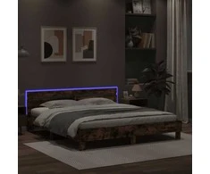 Lova Lovos rėmas su galvūgaliu ir LED, dūminio ąžuolo, 180x200cm