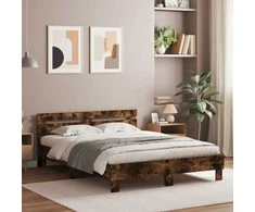 Lova Lovos rėmas su galvūgaliu ir LED, dūminio ąžuolo, 140x190cm