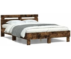 Lova Lovos rėmas su galvūgaliu ir LED, dūminio ąžuolo, 135x190cm