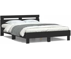Lova Lovos rėmas su galvūgaliu ir LED, juodos spalvos, 140x190cm