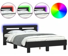 Lova Lovos rėmas su galvūgaliu ir LED, juodos spalvos, 135x190cm