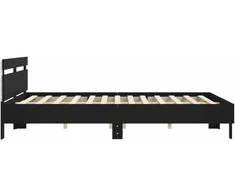 Lovos rėmas su galvūgaliu ir LED, juodos spalvos, 200x200cm