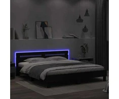 Lovos rėmas su galvūgaliu ir LED, juodos spalvos, 160x200cm