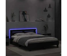 Lova Lovos rėmas su galvūgaliu ir LED, juodos spalvos, 140x190cm