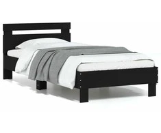 Lova Lovos rėmas su galvūgaliu ir LED lemputėmis, juodas, 75x190cm