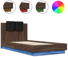 Lova Lovos rėmas su galvūgaliu ir LED lemputėmis, rudas, 75x190cm