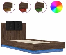 Lova Lovos rėmas su galvūgaliu ir LED lemputėmis, rudas, 90x200cm