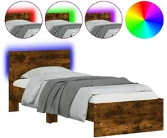 Lova Lovos rėmas su galvūgaliu ir LED lemputėmis, dūminis, 75x190cm