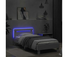 Lovos rėmas su galvūgaliu ir LED lemputėmis, baltas, 90x200cm