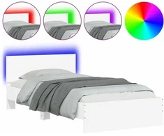 Lova Lovos rėmas su galvūgaliu ir LED lemputėmis, baltas, 100x200cm