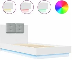 Lova Lovos rėmas su galvūgaliu ir LED lemputėmis, baltas, 100x200cm
