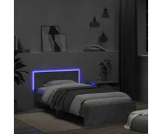 Lovos rėmas su galvūgaliu ir LED lemputėmis, betono, 100x200cm