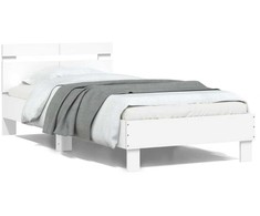 Lovos rėmas su galvūgaliu ir LED lemputėmis, baltas, 100x200cm