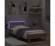 Lova Lovos rėmas su galvūgaliu ir LED lemputėmis, ąžuolo, 90x200cm