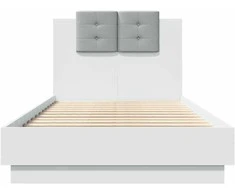 Lova Lovos rėmas su galvūgaliu ir LED lemputėmis, baltas, 75x190cm