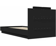 Lova Lovos rėmas su galvūgaliu ir LED lemputėmis, juodas, 75x190cm