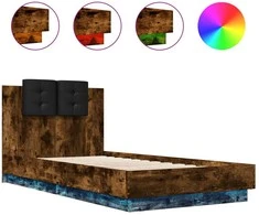 Lova Lovos rėmas su galvūgaliu ir LED lemputėmis, dūminis, 90x190cm
