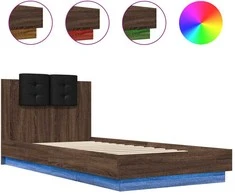 Lova Lovos rėmas su galvūgaliu ir LED lemputėmis, rudas, 100x200cm