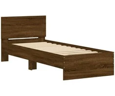 Lova Lovos rėmas su galvūgaliu ir LED lemputėmis, rudas, 90x190cm