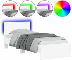 Lova Lovos rėmas su galvūgaliu ir LED lemputėmis, baltas, 75x190cm