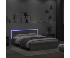 Lova Lovos rėmas su galvūgaliu ir LED, pilkas ąžuolo, 160x200cm