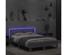 Lova Lovos rėmas su galvūgaliu ir LED, pilkas ąžuolo, 120x190cm