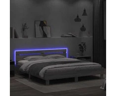 Lova Lovos rėmas su galvūgaliu ir LED, pilkas ąžuolo, 200x200cm