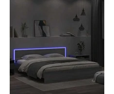 Lova Lovos rėmas su galvūgaliu ir LED, pilkas ąžuolo, 180x200cm