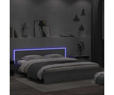 Lova Lovos rėmas su galvūgaliu ir LED, pilkas ąžuolo, 200x200cm