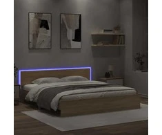 Lova Lovos rėmas su galvūgaliu ir LED, sonoma ąžuolo, 200x200cm