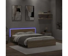 Lova Lovos rėmas su galvūgaliu ir LED, sonoma ąžuolo, 160x200cm