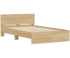 Lova Lovos rėmas su galvūgaliu ir LED, sonoma ąžuolo, 135x190cm