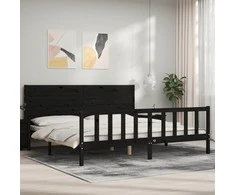 Lova Lovos rėmas su galvūgaliu, juodas, 200x200cm, medienos masyvas