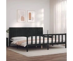 Lova Lovos rėmas su galvūgaliu, juodas, 200x200cm, medienos masyvas