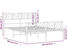 Lova Lovos rėmas su galvūgaliu/kojūgaliu, juodas, 135x190cm, metalas