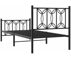 Lovos rėmas su galvūgaliu/kojūgaliu, juodas, 90x200cm, metalas