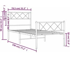 Lova Lovos rėmas su galvūgaliu/kojūgaliu, juodas, 75x190cm, metalas