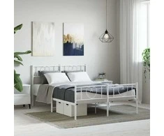 Lova Lovos rėmas su galvūgaliu/kojūgaliu, baltas, 135x190cm, metalas
