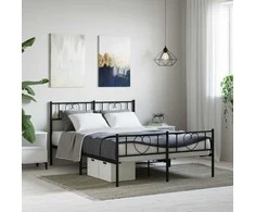 Lova Lovos rėmas su galvūgaliu/kojūgaliu, juodas, 135x190cm, metalas