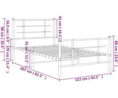 Lova Lovos rėmas su galvūgaliu/kojūgaliu, baltas, 107x203cm, metalas
