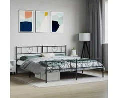 Lova Lovos rėmas su galvūgaliu/kojūgaliu, juodas, 180x200cm, metalas