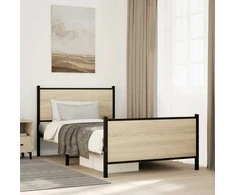 Lova Lovos rėmas be čiužinio, sonoma ąžuolo, 107x203cm, metalas