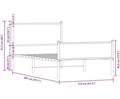 Lova Lovos rėmas be čiužinio, dūminio ąžuolo, 107x203cm, metalas