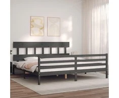 Lova Lovos rėmas su galvūgaliu, pilkas, 200x200cm, medienos masyvas