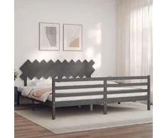 Lova Lovos rėmas su galvūgaliu, pilkas, 200x200cm, medienos masyvas