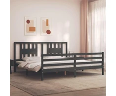 Lova Lovos rėmas su galvūgaliu, pilkas, 200x200cm, medienos masyvas