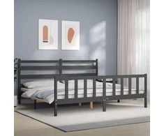 Lova Lovos rėmas su galvūgaliu, pilkas, 200x200cm, medienos masyvas