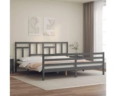 Lova Lovos rėmas su galvūgaliu, pilkas, 200x200cm, medienos masyvas